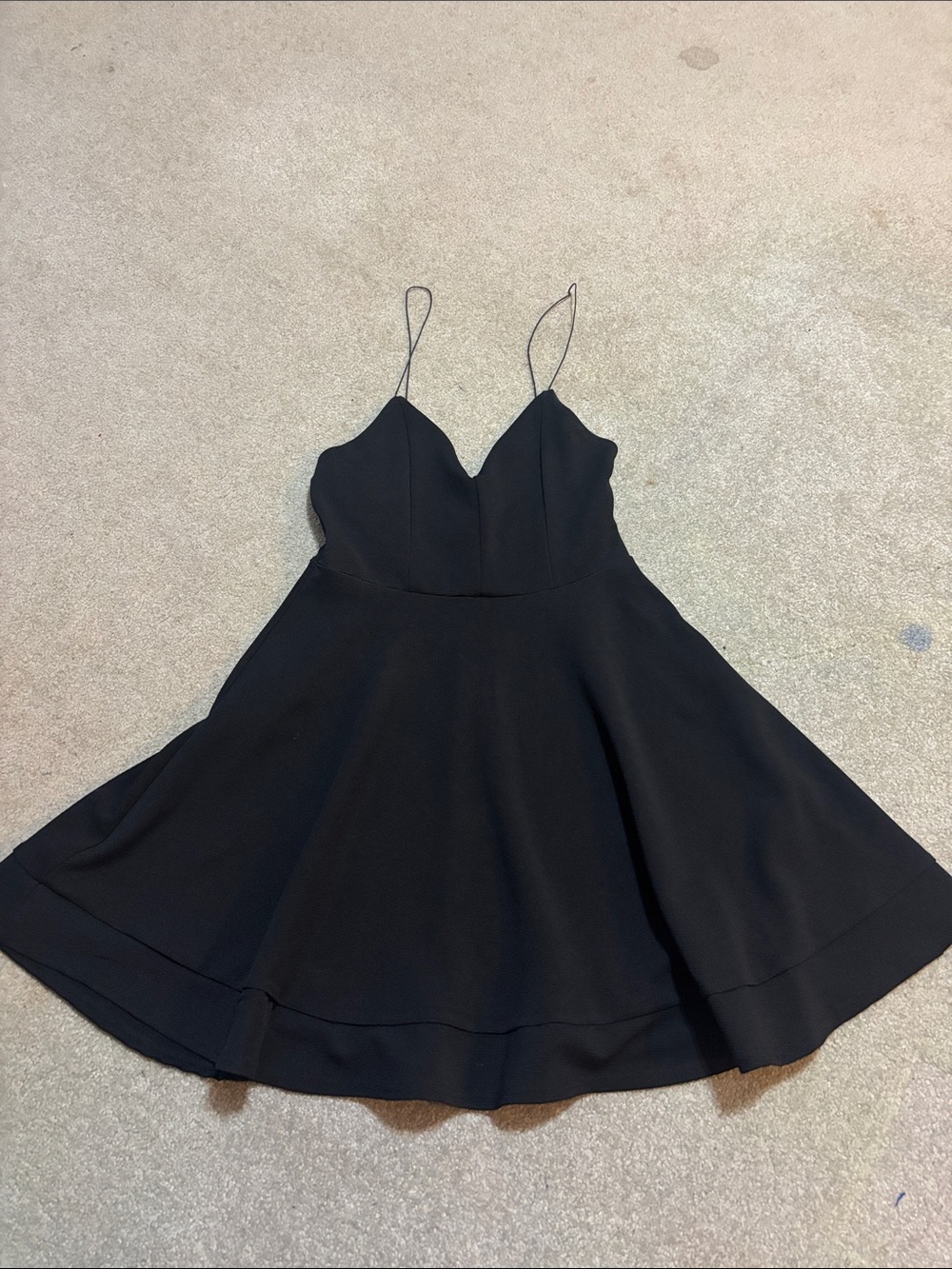 Revamped Black Spaghetti-Strap Flared Mini Dress